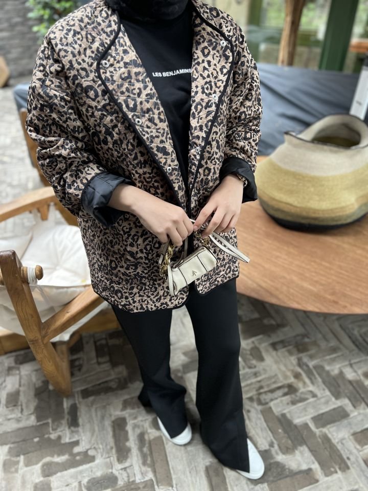 Kapitone Leopar Ceket