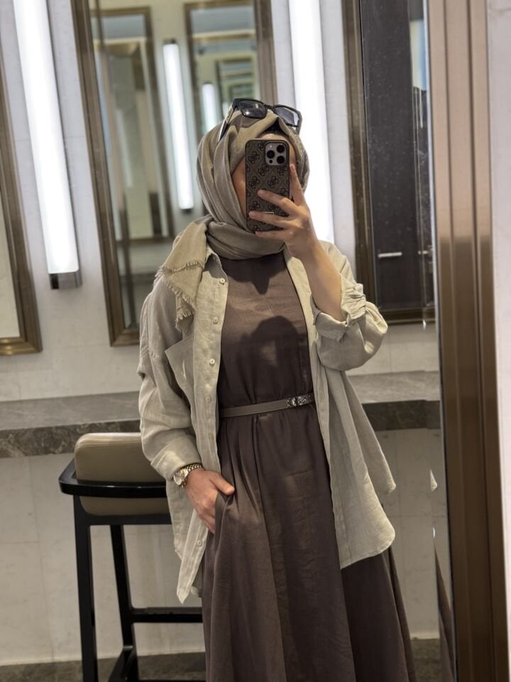 %100 Keten Cepli Gömlek