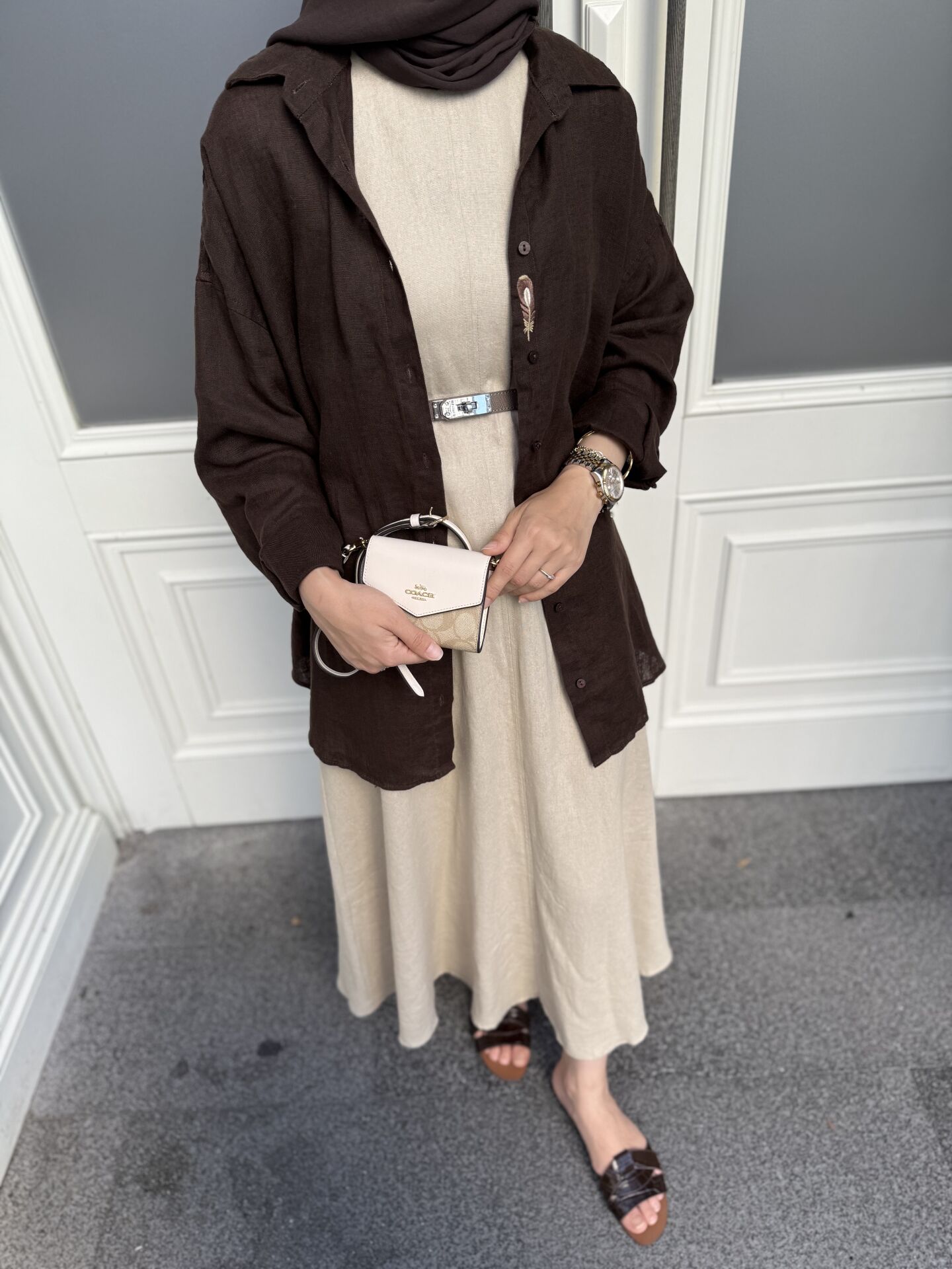 Linen Elbise / Taş