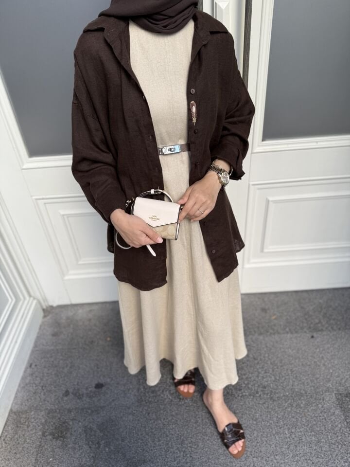 Linen Elbise / Taş