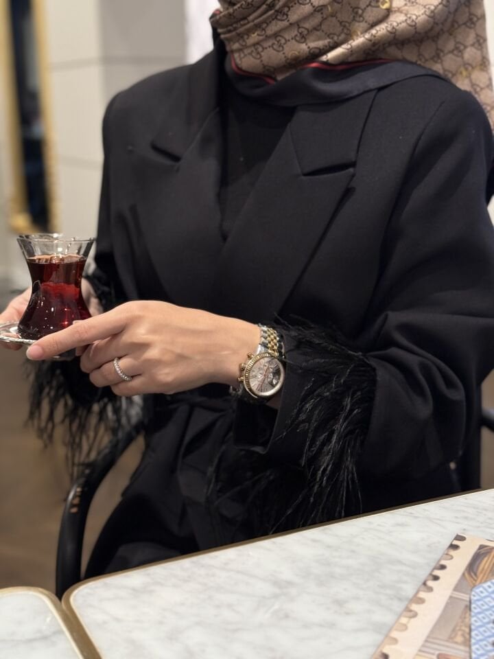 Kolları Tüylü Ceket| Siyah