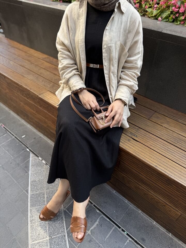 Linen Elbise / siyah