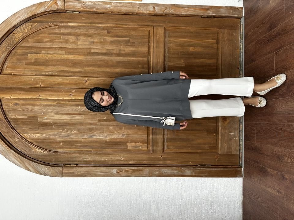 Kolları Düğmeli Kazak/ Antrasit