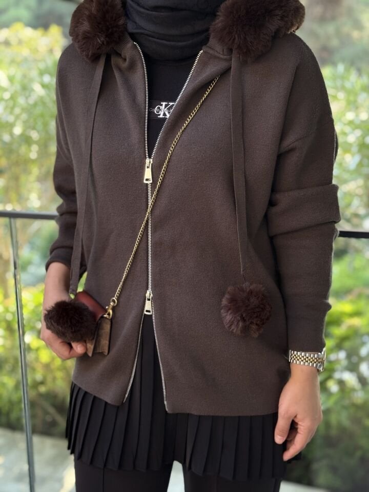 Çift Fermuar Hırka