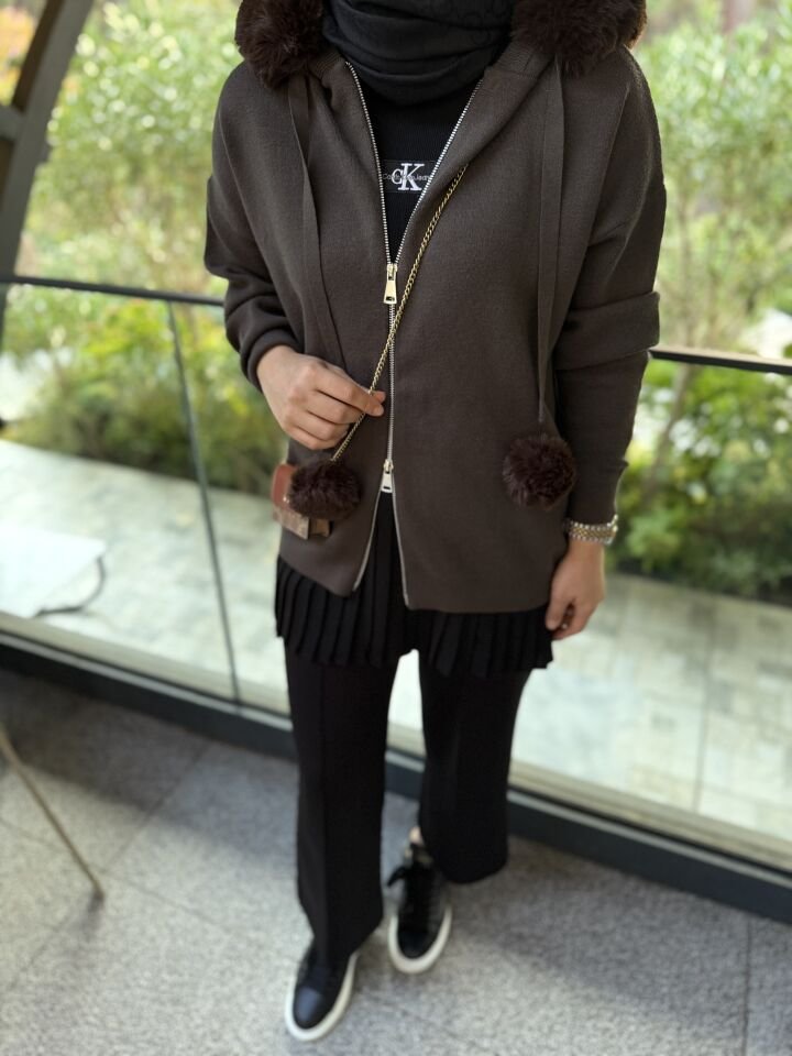 Çift Fermuar Hırka