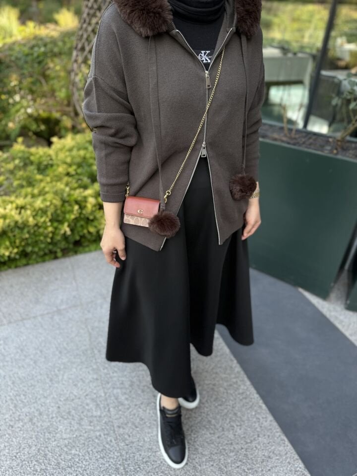 Çift Fermuar Hırka