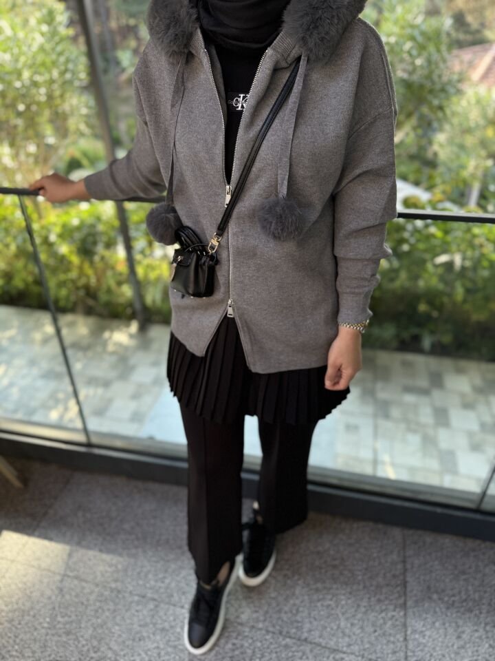 Çift fermuar hırka