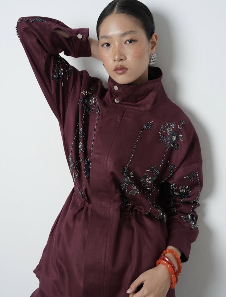 İşleme Ceket/ Bordo