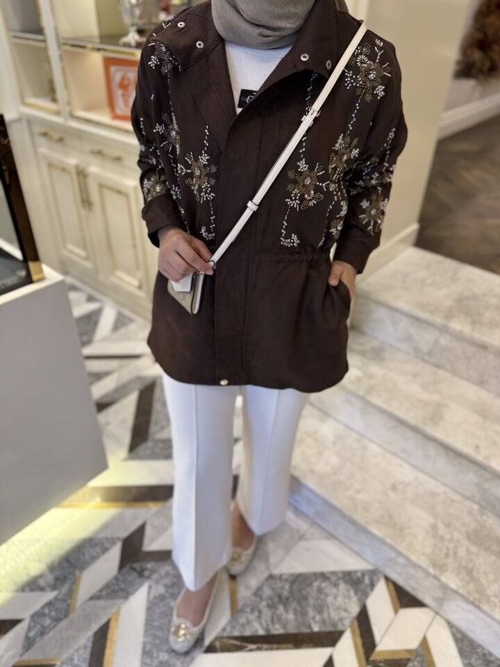 İşleme Ceket/ Kahverengi