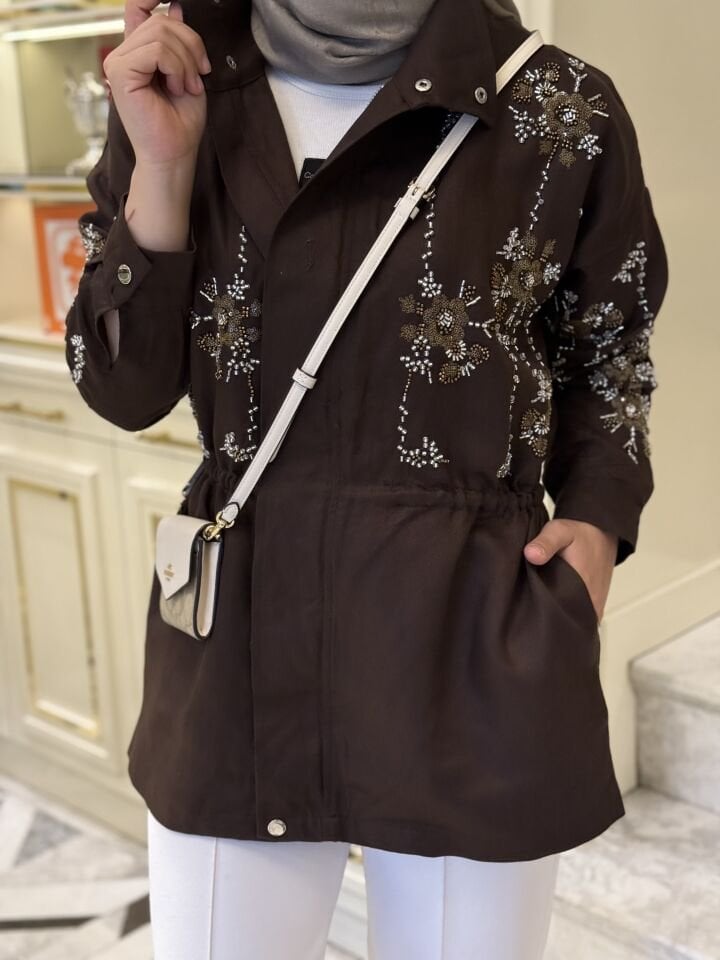 İşleme Ceket/ Kahverengi