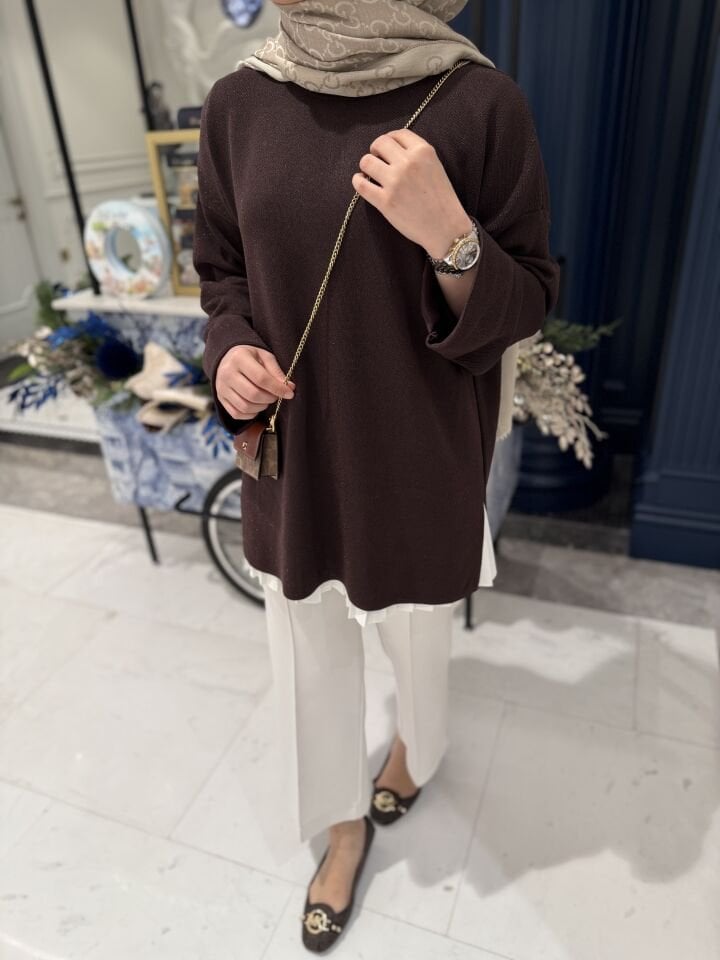 Simli Tunik/ Kahverengi