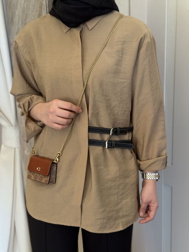 KEMERLİ GÖMLEK/ CAMEL